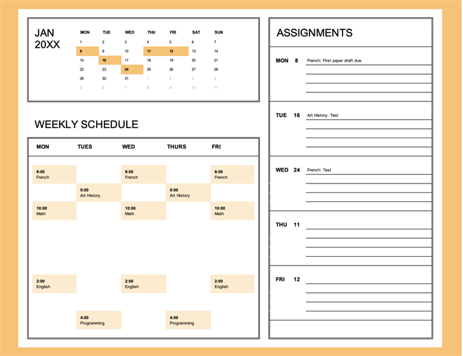 Study Calendar 2017 Template