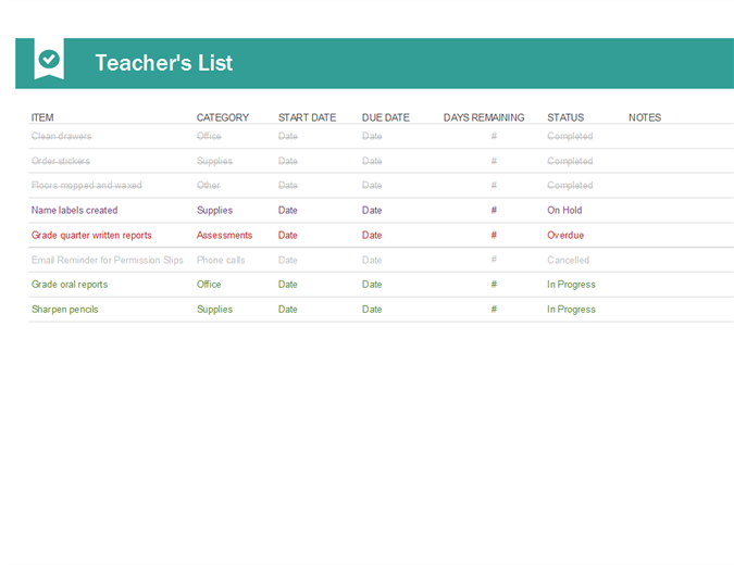 teachers list