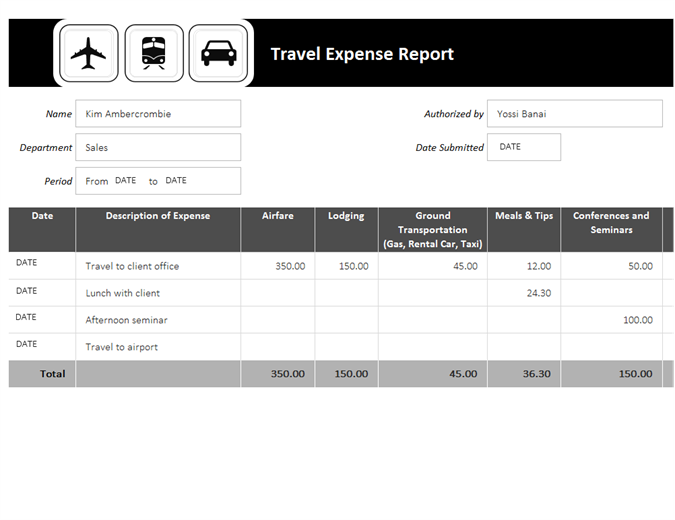 Expenses Report Sample Excel