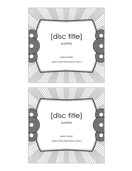 CD case inserts (2 per page, works with Avery 5693) CD case inserts (2 per page, works with Avery 5693)