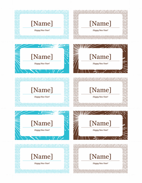 New Year's party place cards (10 per page) New Year's party place cards (10 per page)