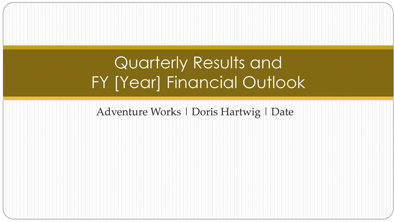 Quarterly earnings presentation Quarterly earnings presentation
