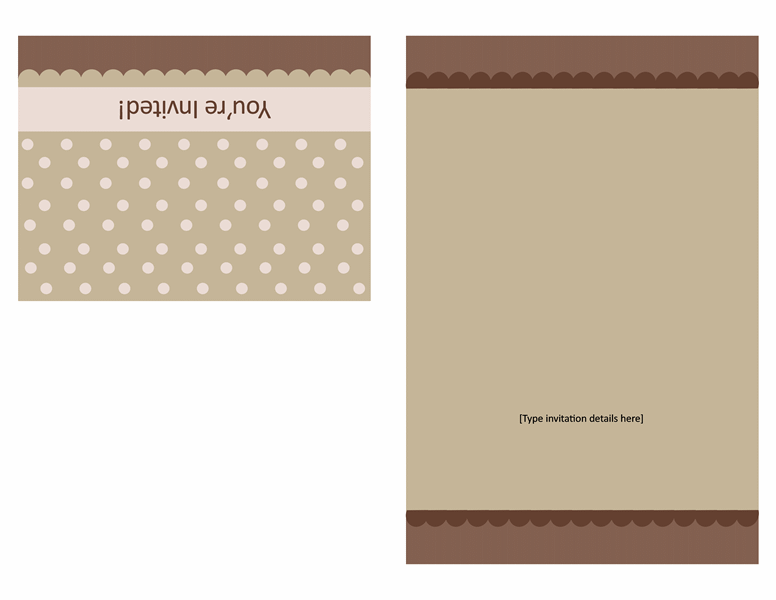 Invitation note card (tan and brown, quarter-fold) Invitation note card (tan and brown, quarter-fold)