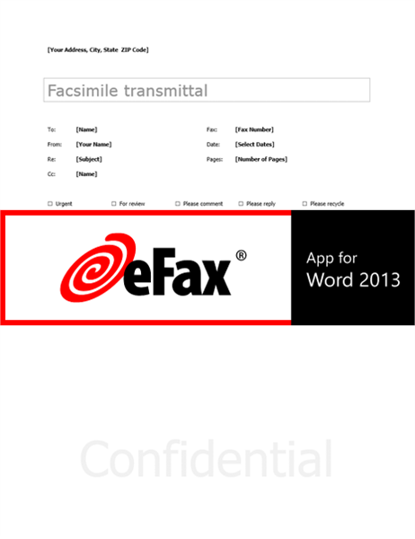 Basic fax cover (featuring eFax App for Word 2013) Basic fax cover (featuring eFax App for Word 2013)