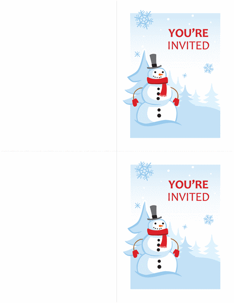 Winter party invitations (Cheerful Snowman design, 2 per page) Winter party invitations (Cheerful Snowman design, 2 per page)