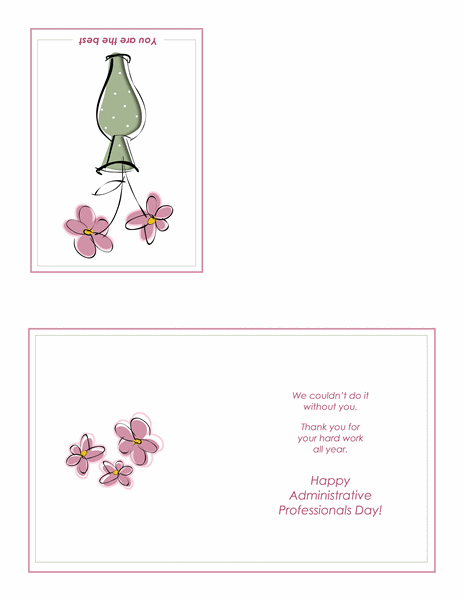Administrative Professionals Day card (floral design, quarter-fold) Administrative Professionals Day card (floral design, quarter-fold)