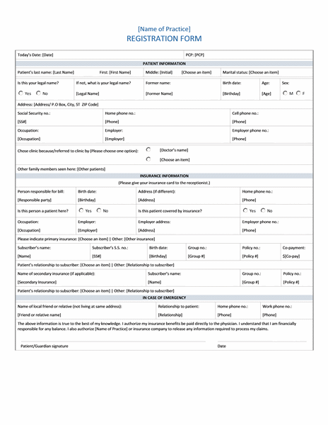 registration forms template free
