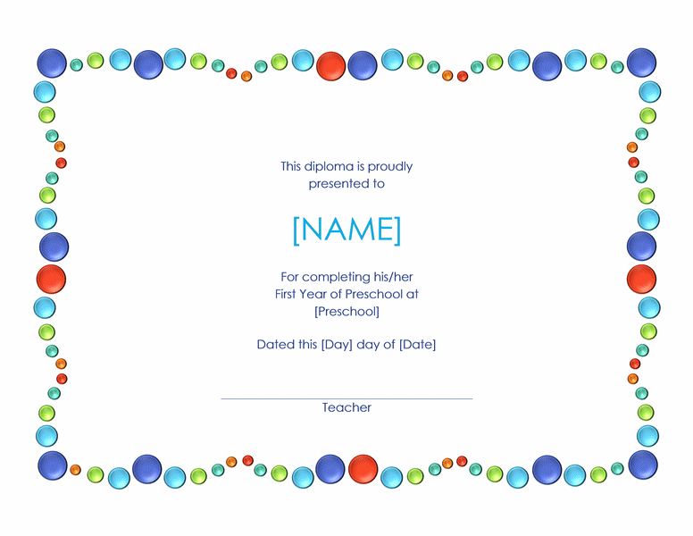 preschool certificates templates free