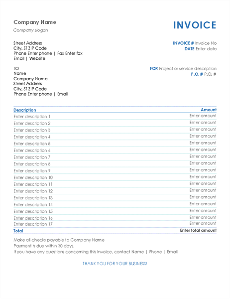 service invoice word template