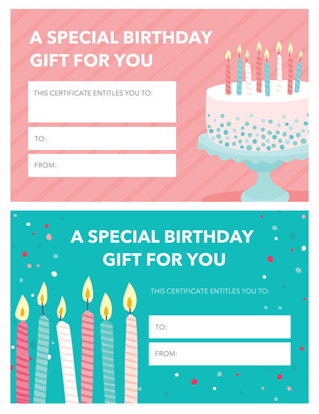 Birthday gift certificate (Bright design)