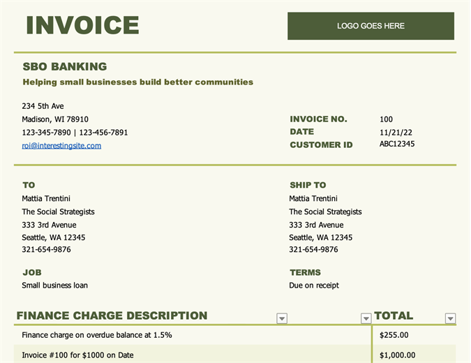 Back Charge Invoice Template