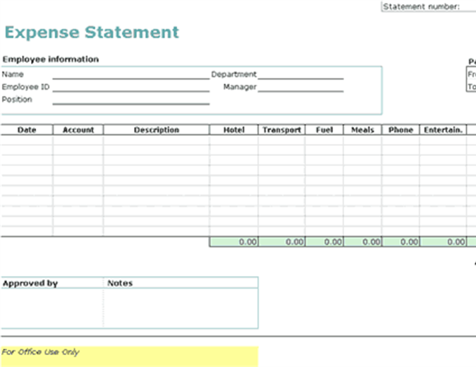 Travel Expense Statement