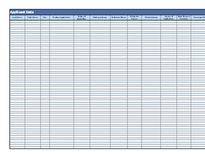 Job Applicant Data And Comparison Table