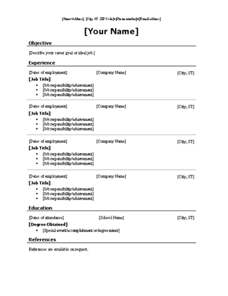 Resume Templates Microsoft Word 2010 Espaг±ol