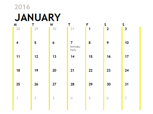 12 Month Calendar Templates