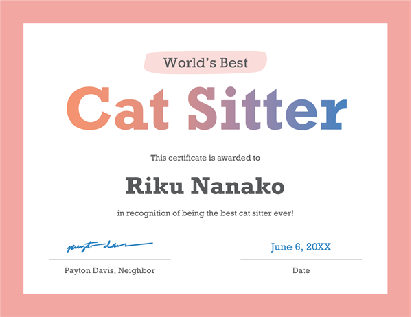 World s Best Award Certificate