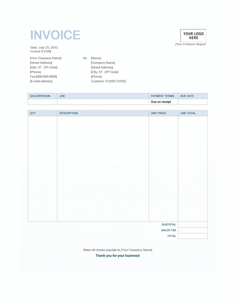 Service invoice (Blue Background design) Service invoice (Blue Background design)
