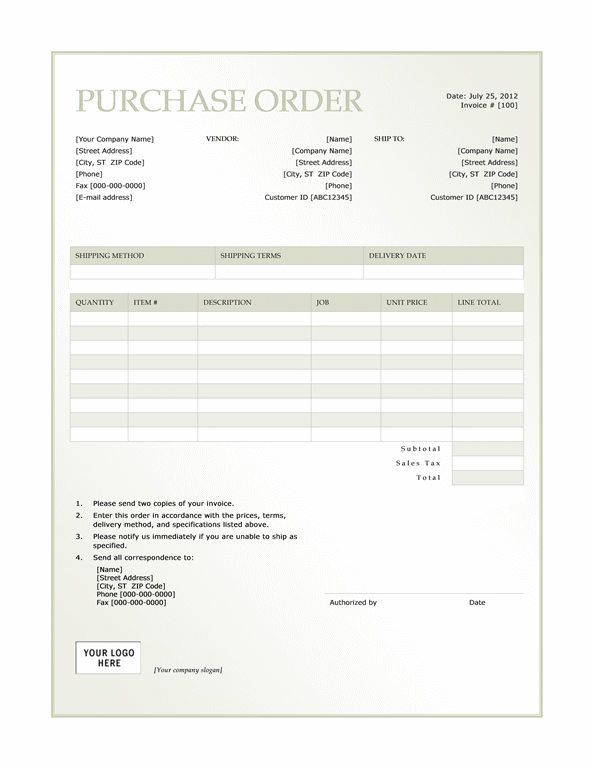 Purchase order (Green Gradient design) Purchase order (Green Gradient design)