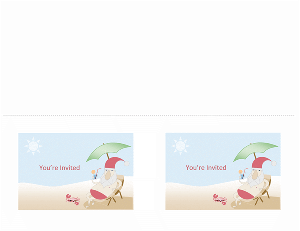 Party invitation (Summer Santa design, 2 per page, A2 size) Party invitation (Summer Santa design, 2 per page, A2 size)