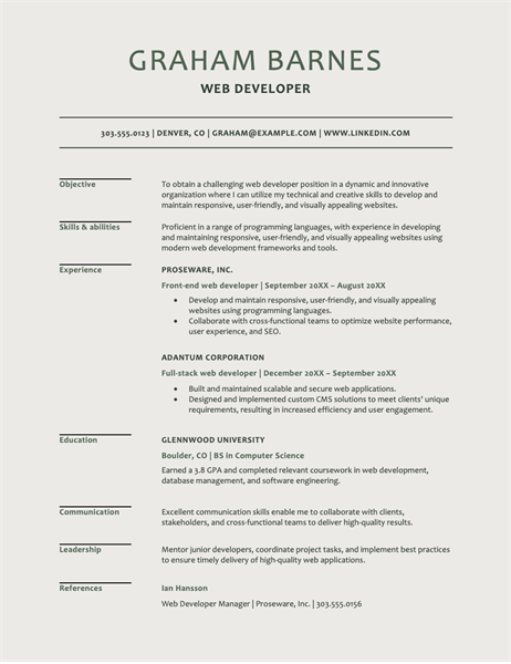 colors on resume