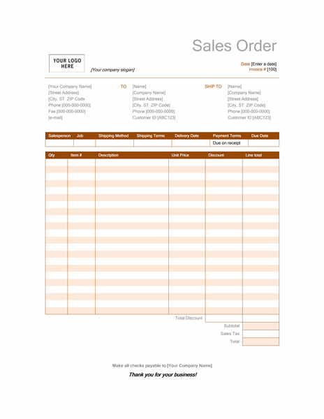 sale order form template