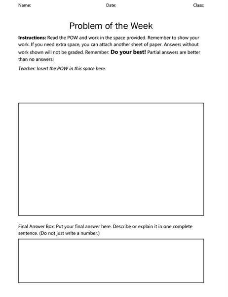 Problem of the week Problem of the week