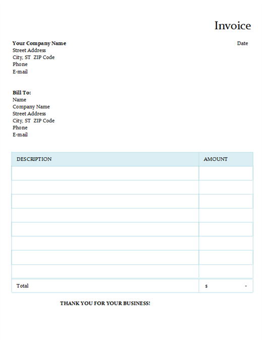 invoice template images
 Invoice that calculates total (simple)