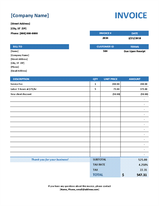 Simple Service Invoice