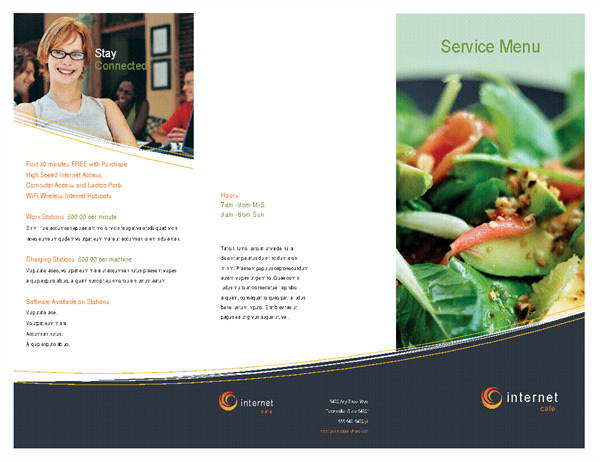 Technology business internet cafe menu (tri-fold) Technology business internet cafe menu (tri-fold)