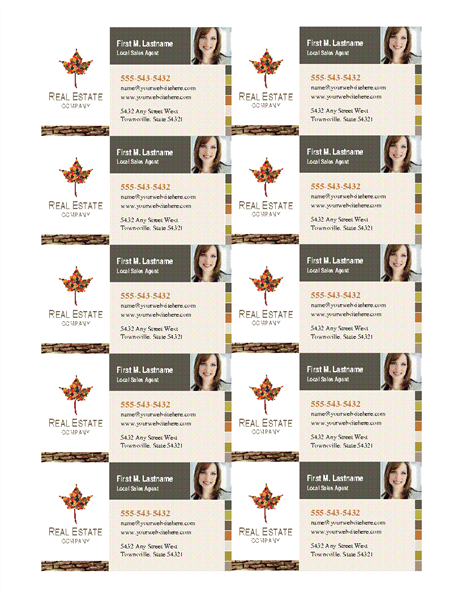 Real estate business card (10 per page) Real estate business card (10 per page)