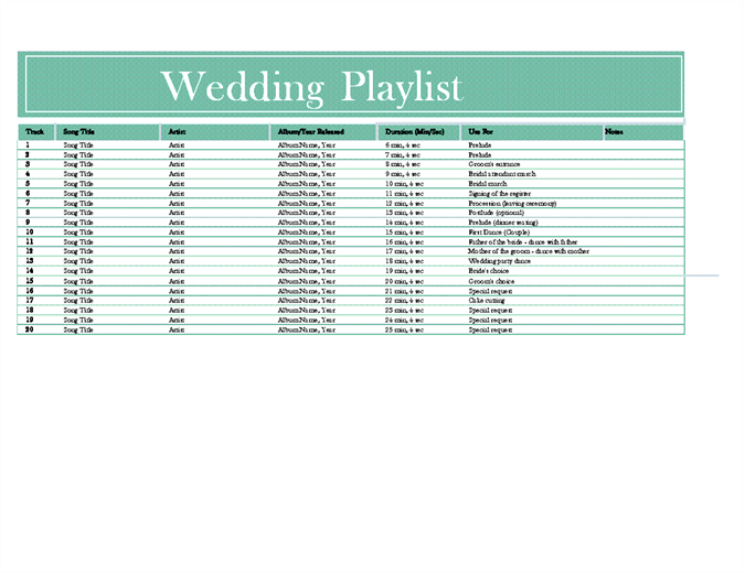 wedding-dj-song-list-template