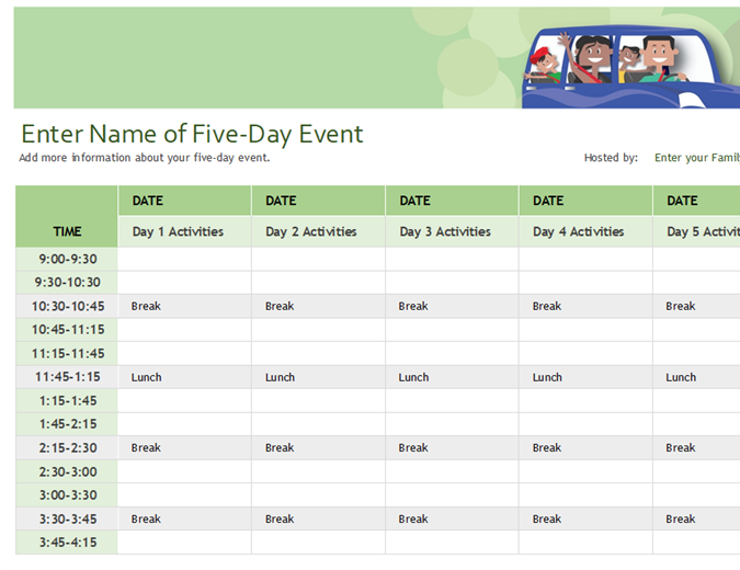 Daily Itinerary Planner Template