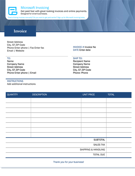 free sample invoice in word