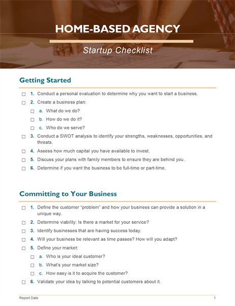 Home business Startup Checklist 