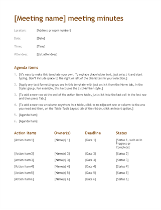 Meeting minutes (simple) - Office Templates