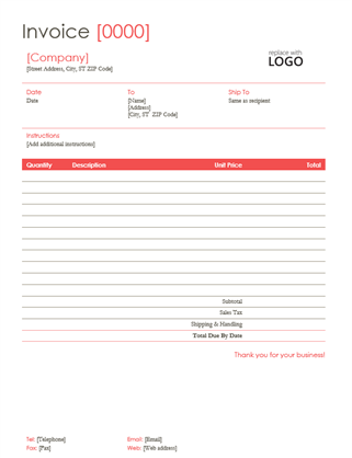 Invoice (Red design) Invoice (Red design)