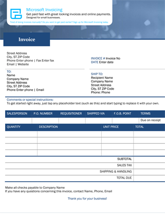 Invoice with Microsoft Invoicing Invoice with Microsoft Invoicing