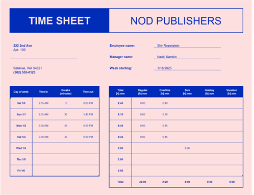 Timesheet Converter Chart