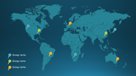 Map pins infographic (Depth theme, widescreen)