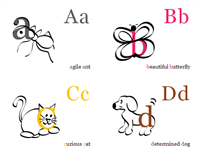 Alphabet flash cards (4 per page)