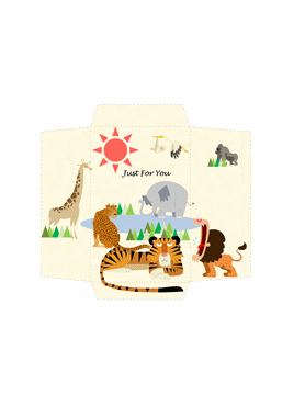Money envelope (safari animals design)