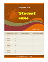 Home schooling report card