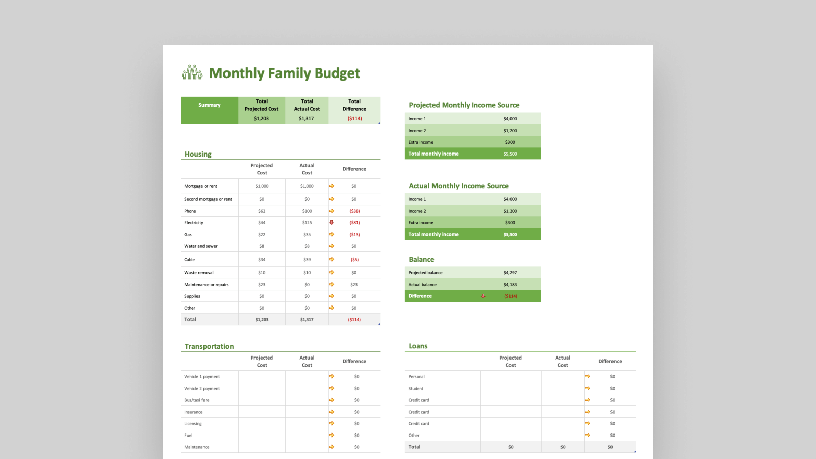 family budget planner