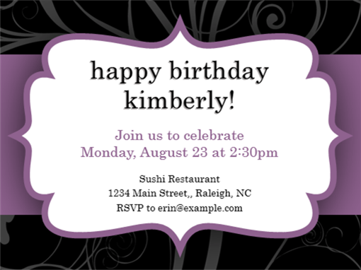 Purple Birthday Invitations Template 7