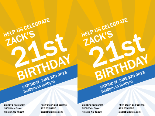 Birthday invitations (gold rays) Birthday invitations (gold rays)