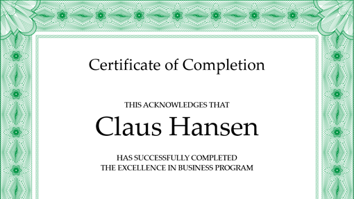 Certificate of completion (green) Certificate of completion (green)