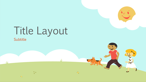 Children playing education presentation (cartoon illustration, widescreen)