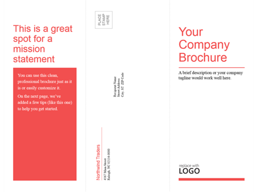 Tri-fold business, medical brochure (red, white design) Tri-fold business, medical brochure (red, white design)