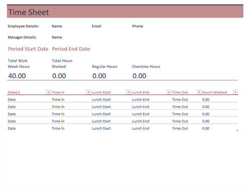Time Sheet Time Sheet