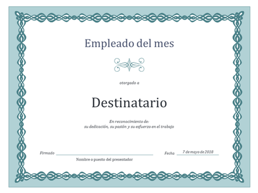Diploma de empleado del mes (diseño cadena azul) Diploma de empleado del mes (diseño cadena azul)